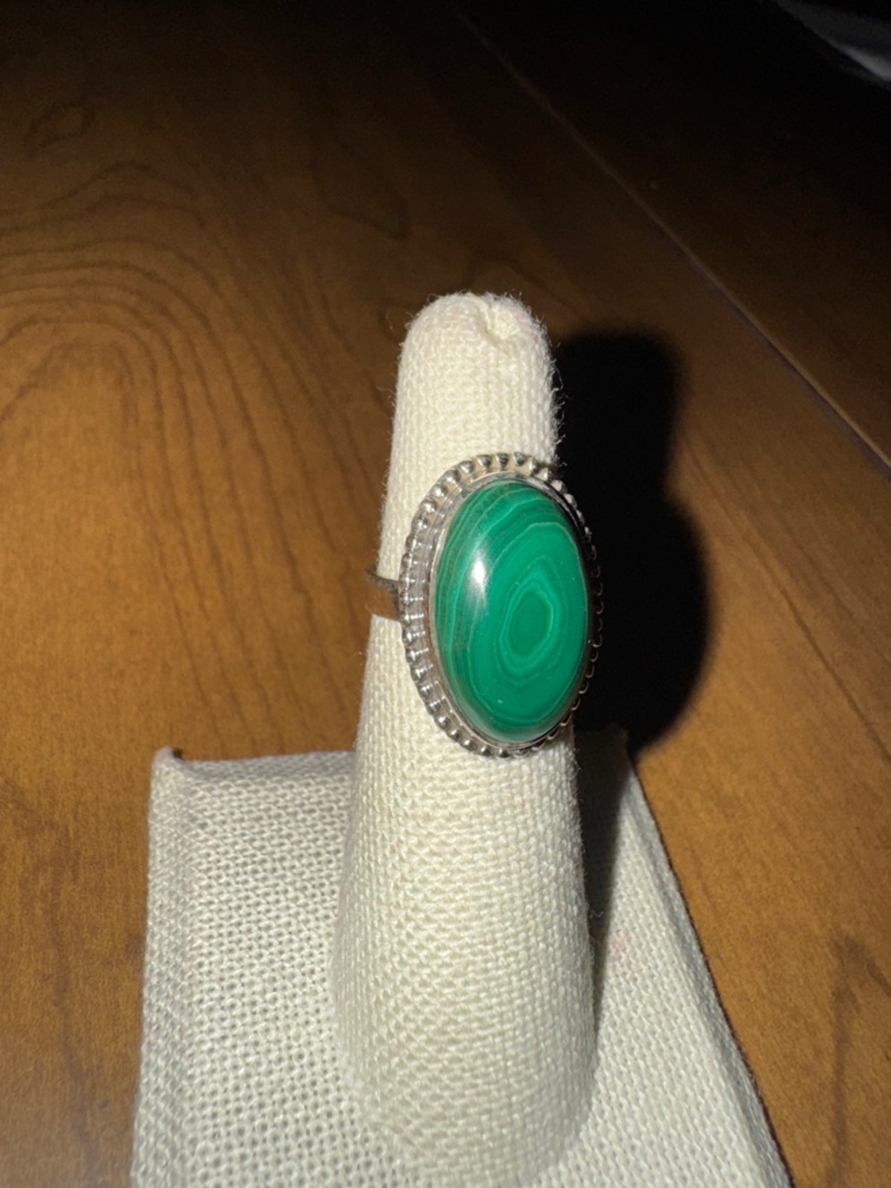 Solid Sterling Silver 925 Malachite Oval Statement Ring